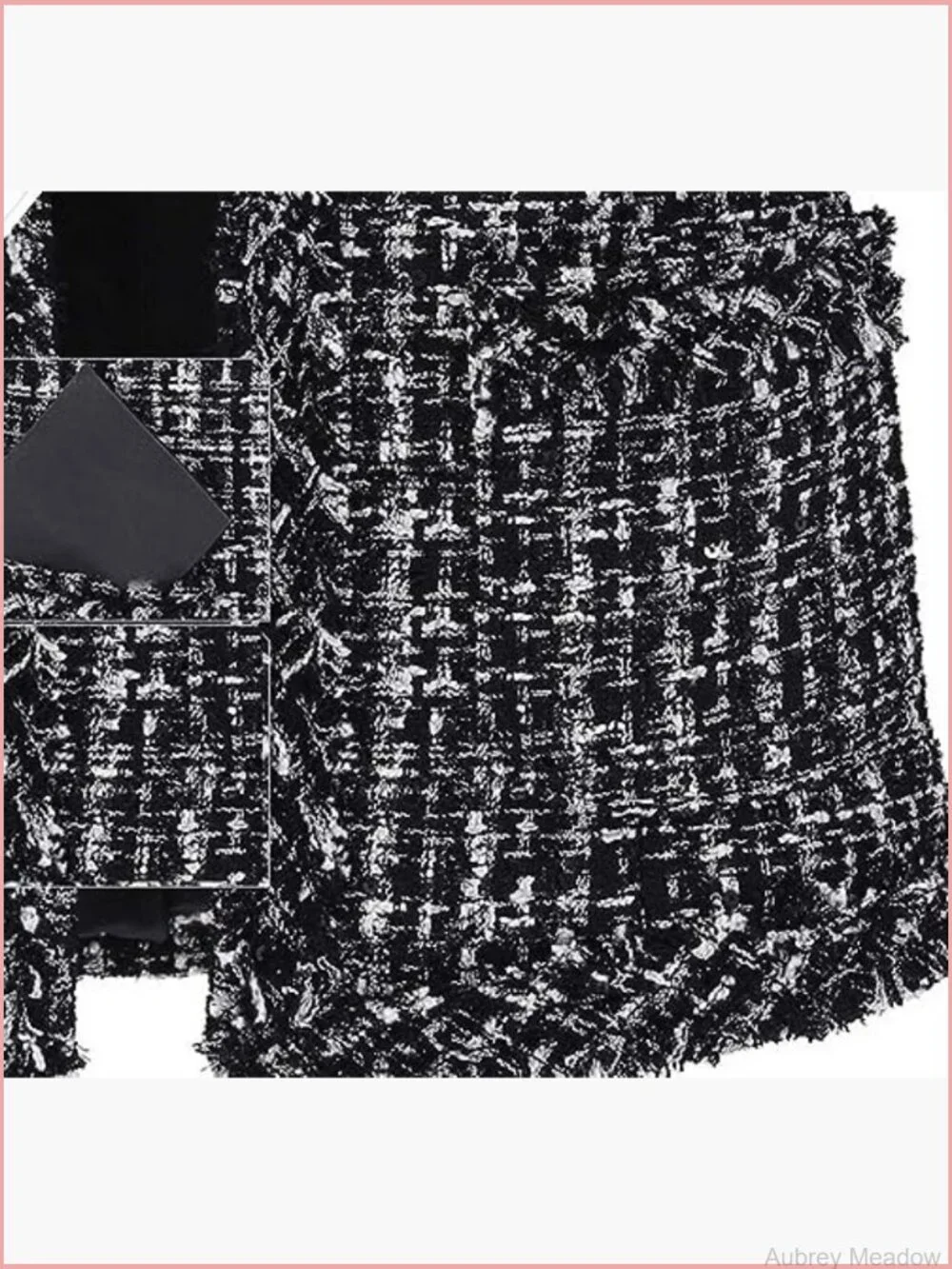 Elegant Open Front Fringed Plaid Tweed Jacket Blazer